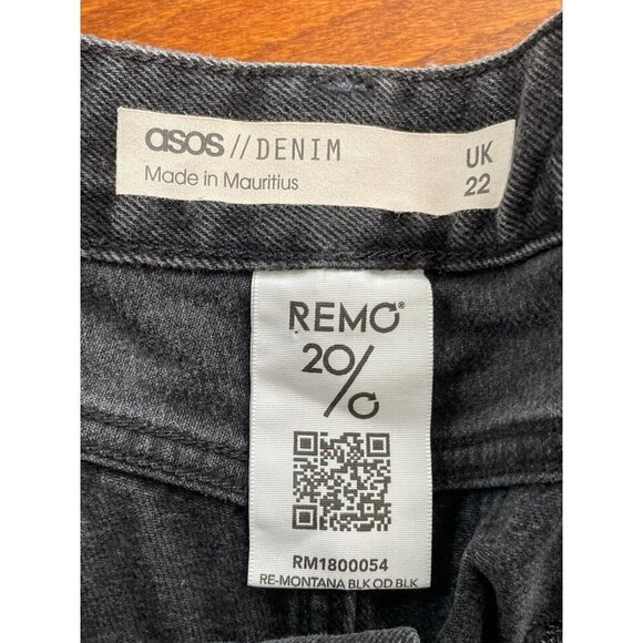 Asos Womens Denim Shorts Plus Size UK 22 High Rise Black Wash Jean Cut-Off NWT - Picture 3 of 8